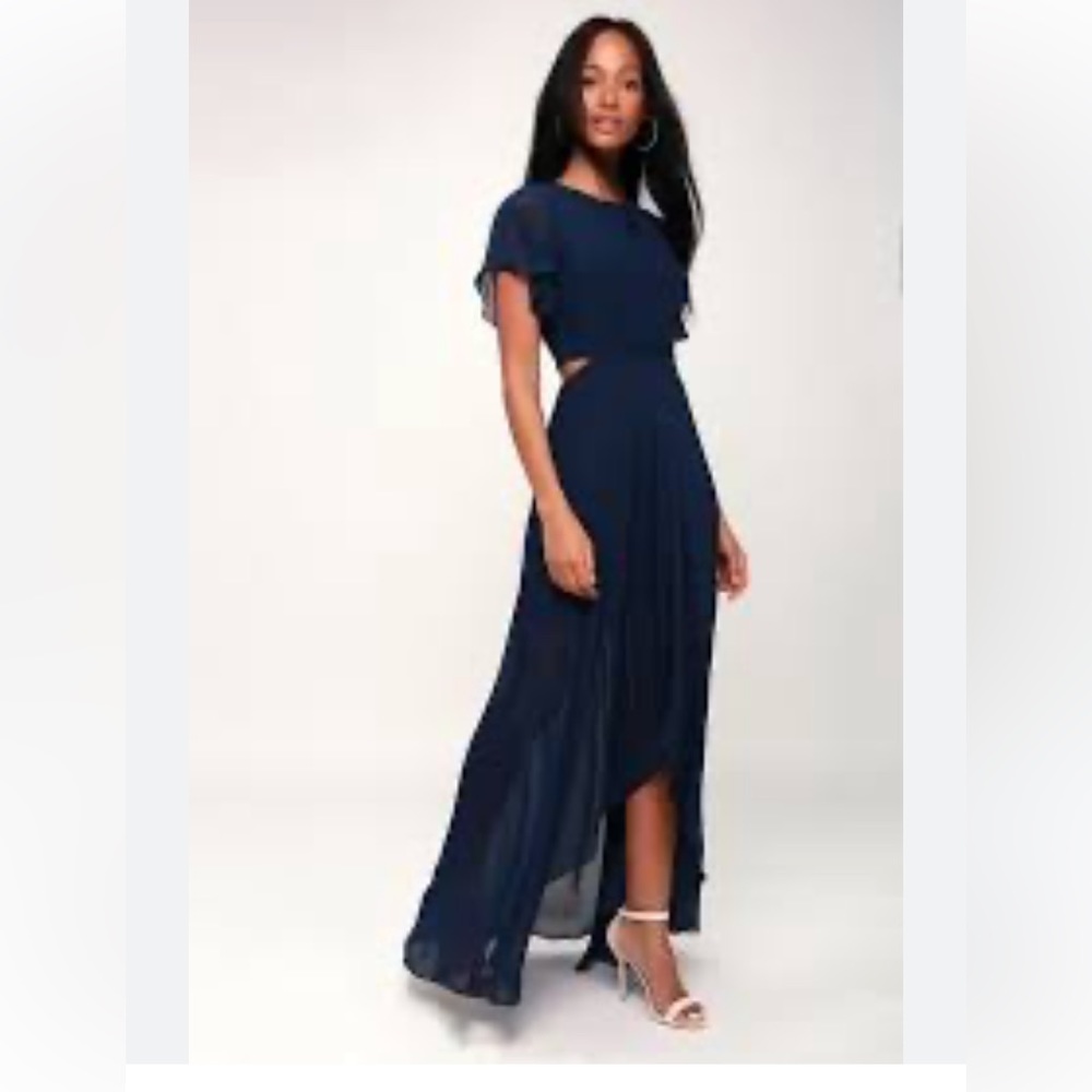 Ali & Jay Bohemian Rhapsody Navy Blue Cutout High-Low Dress - Picture 2 of 9